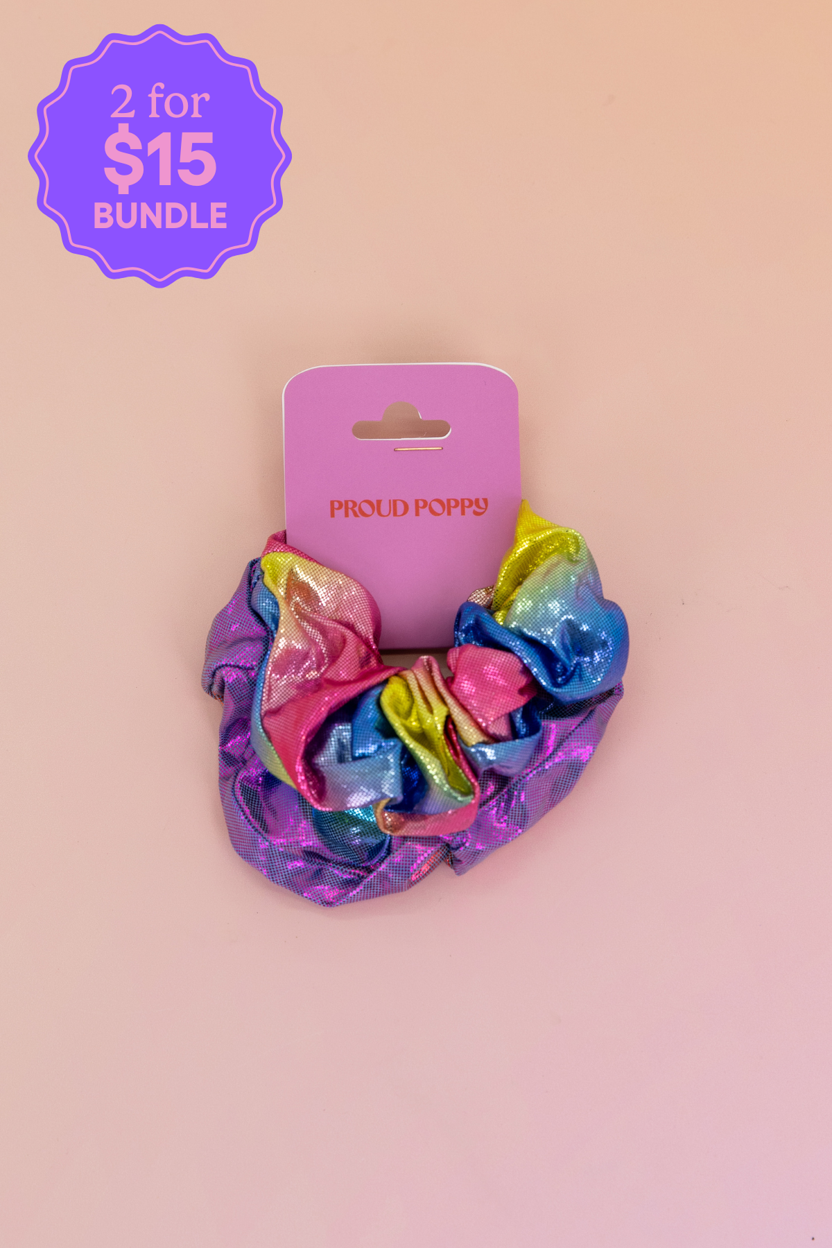 Rainbow Scrunchies – 2 Pack (Blue, Purple, Pink & Lime Green)