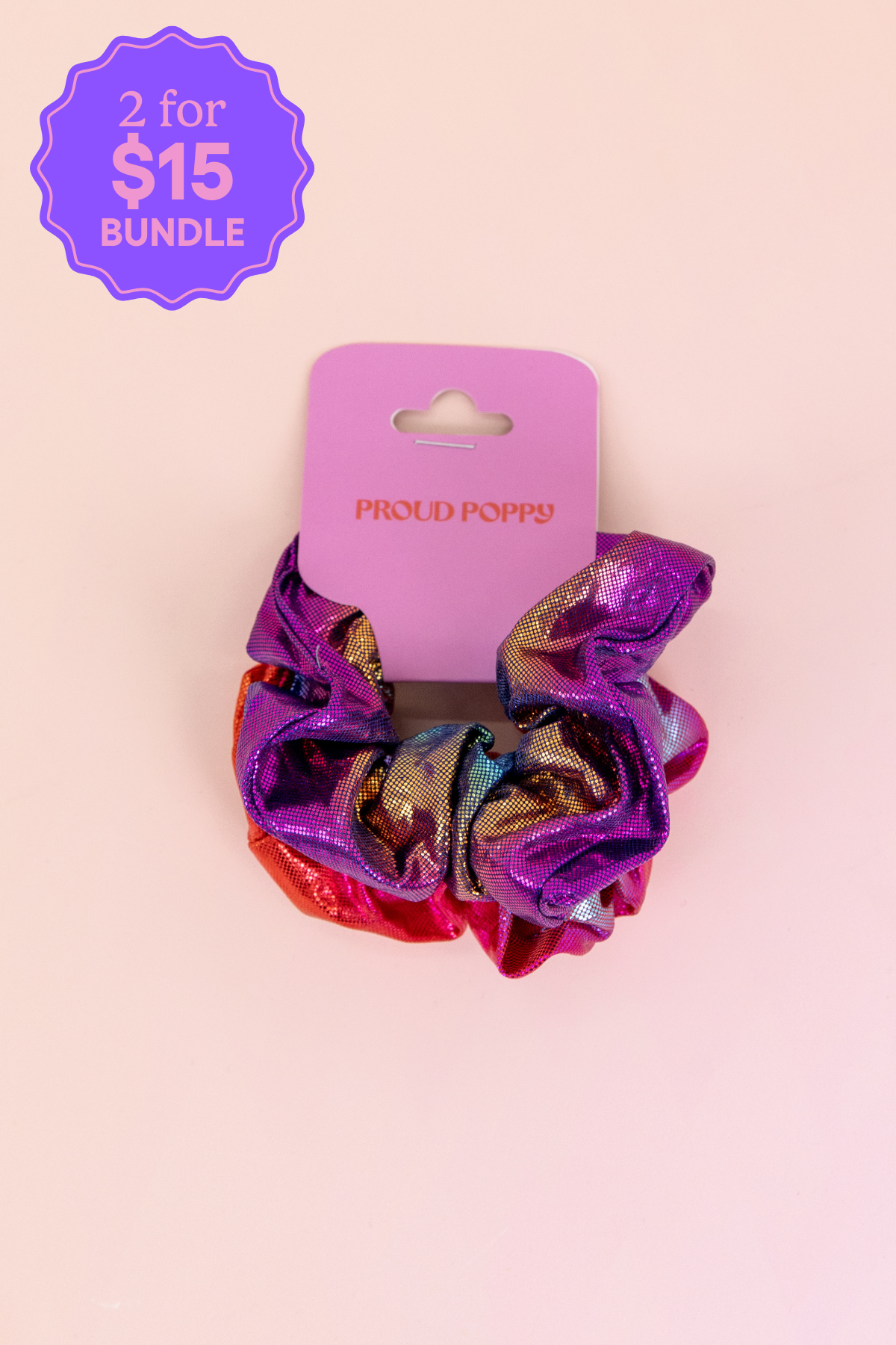 Rainbow Scrunchies – 2 Pack (Red-Orange & Purple)