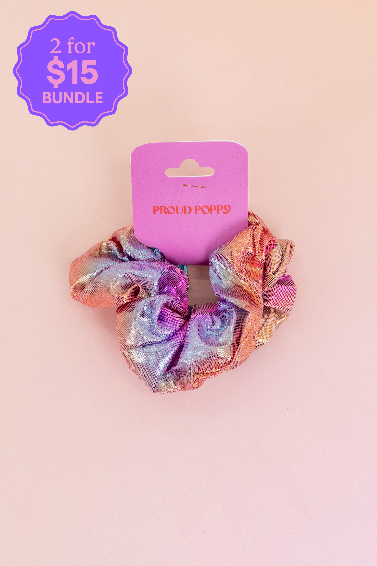 Rainbow Scrunchies – 2 Pack (Pink, Purple & Blue)