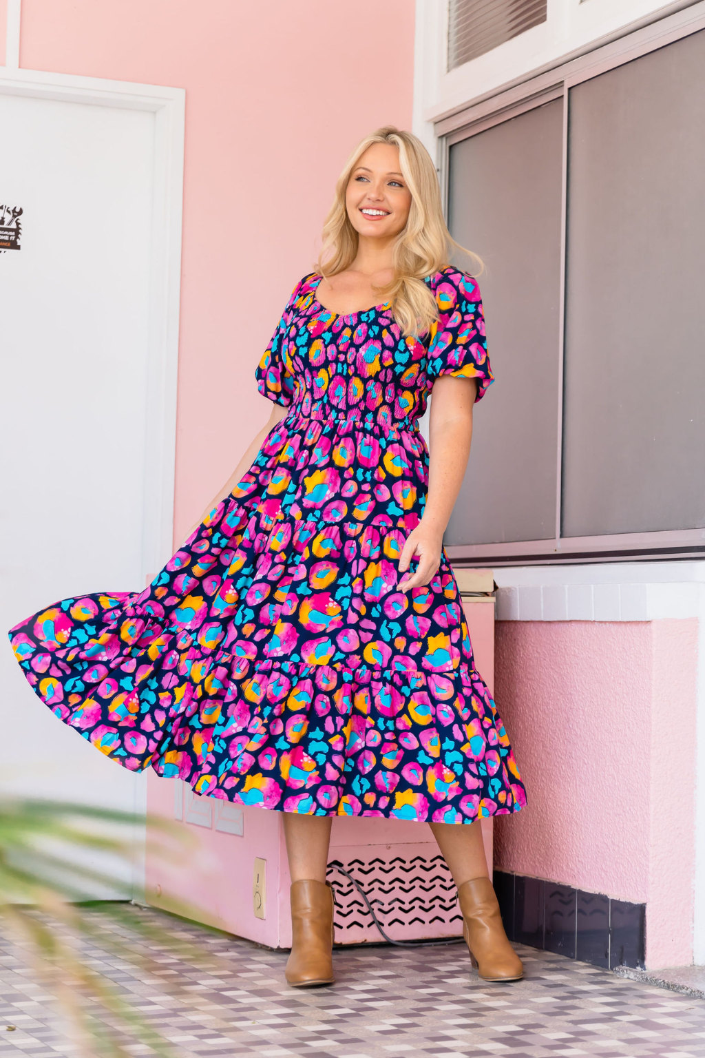 Peri Dress in Magenta Leopard by Kasey Rainbow