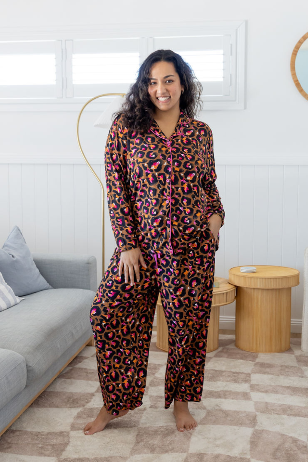 Zen L/S Shirt & Pant Sleepwear Set in Bronze Leopard by Kasey Rainbow