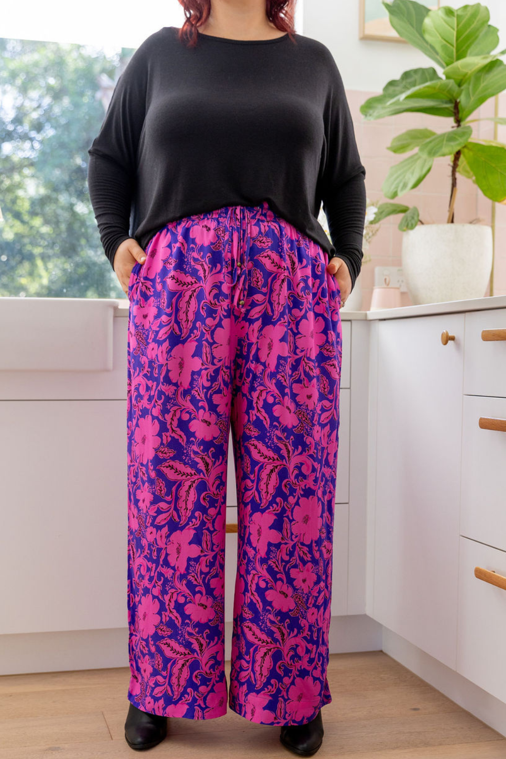 Gina Pants in Purple Blooms