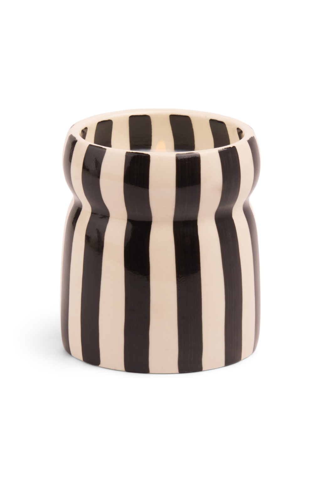 Cabana 6.5oz/184g Black Stripped Ceramic Candle - Lava Stone