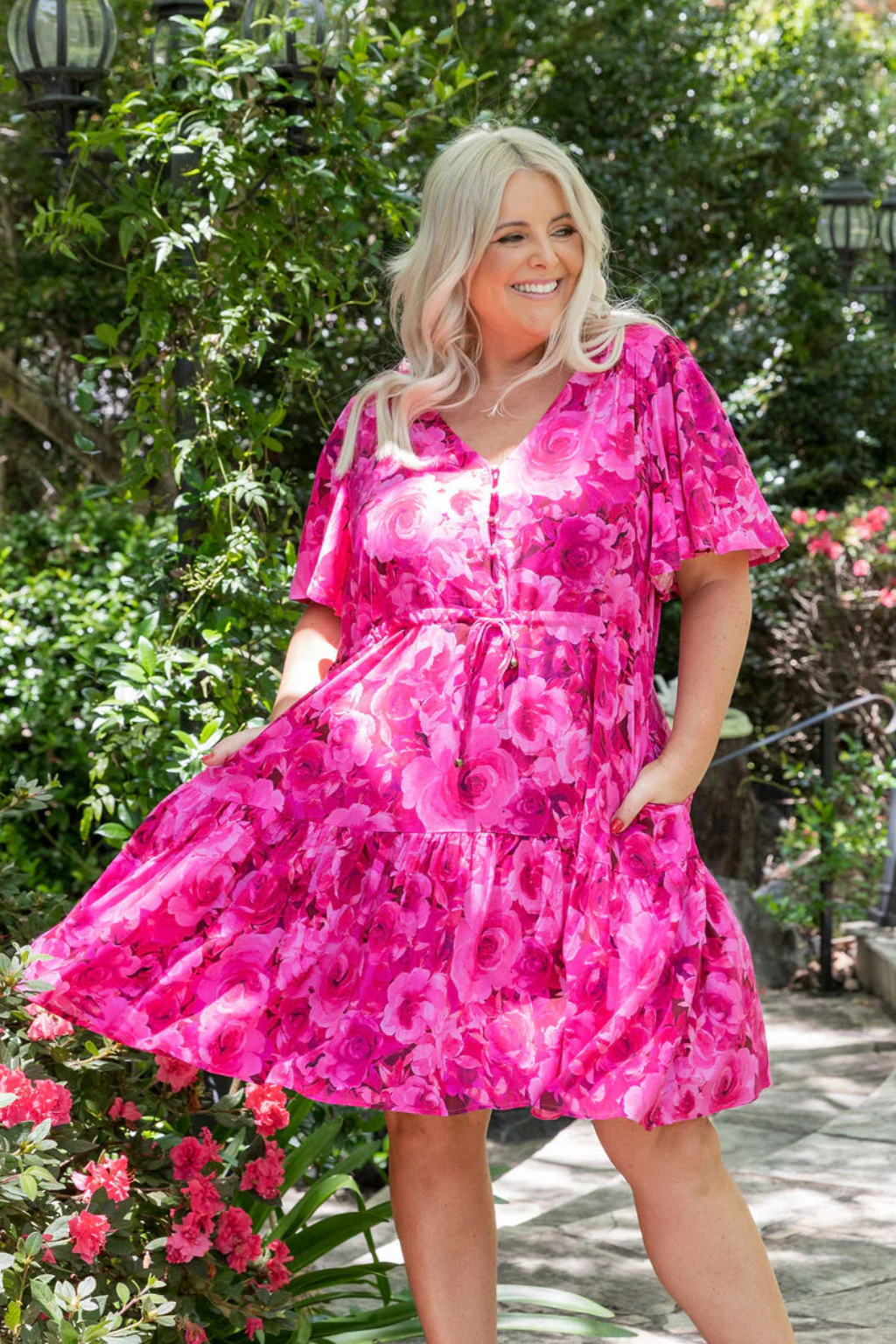 Esmae Dress in Pink Roses