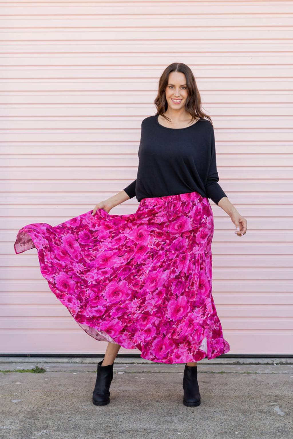 Carrie Skirt In Pink Roses