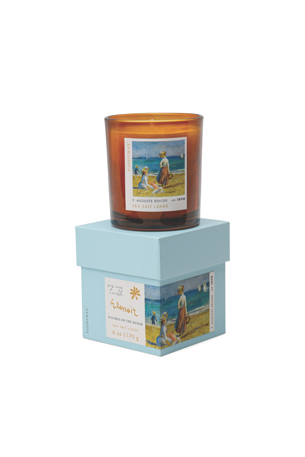 Impressionist 6oz/170g Glass Candle - Renoir ‘ Figures on the Beach’