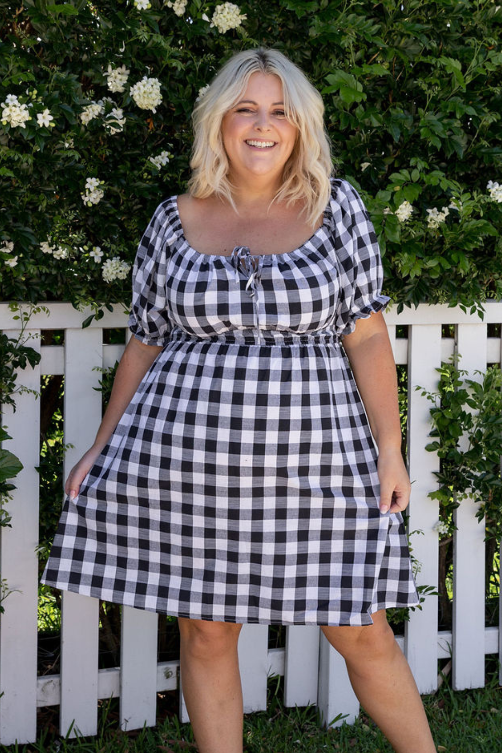 Amberly Dress in Black Gingham