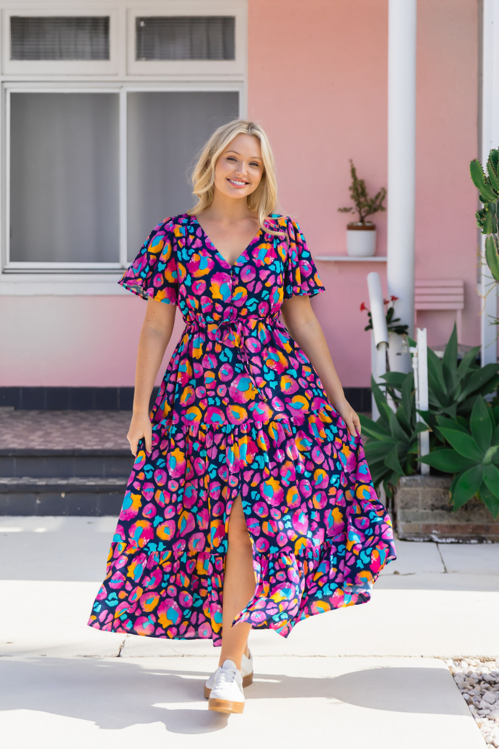 Bonnie Dress in Magenta Leopard by Kasey Rainbow