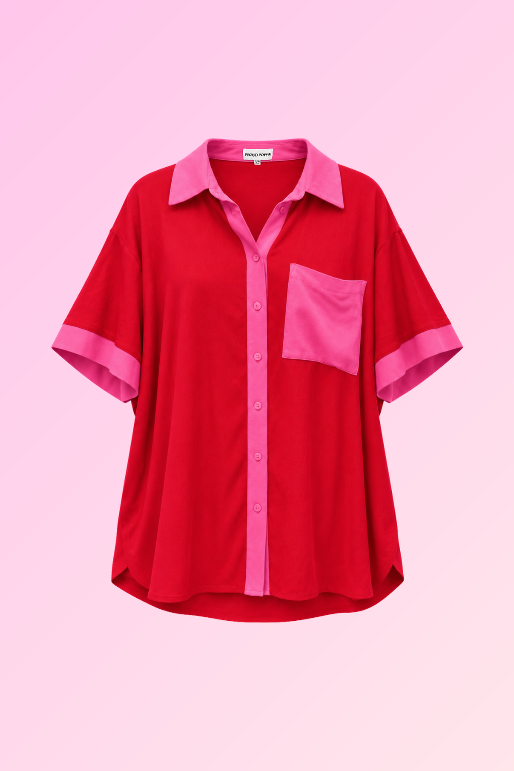 Samara Contrast Shirt in Red/Pink
