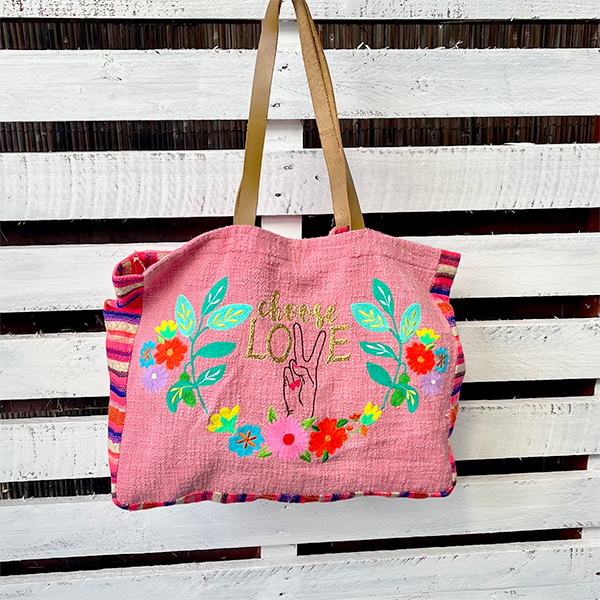 Choose Love Woven Tote Bag