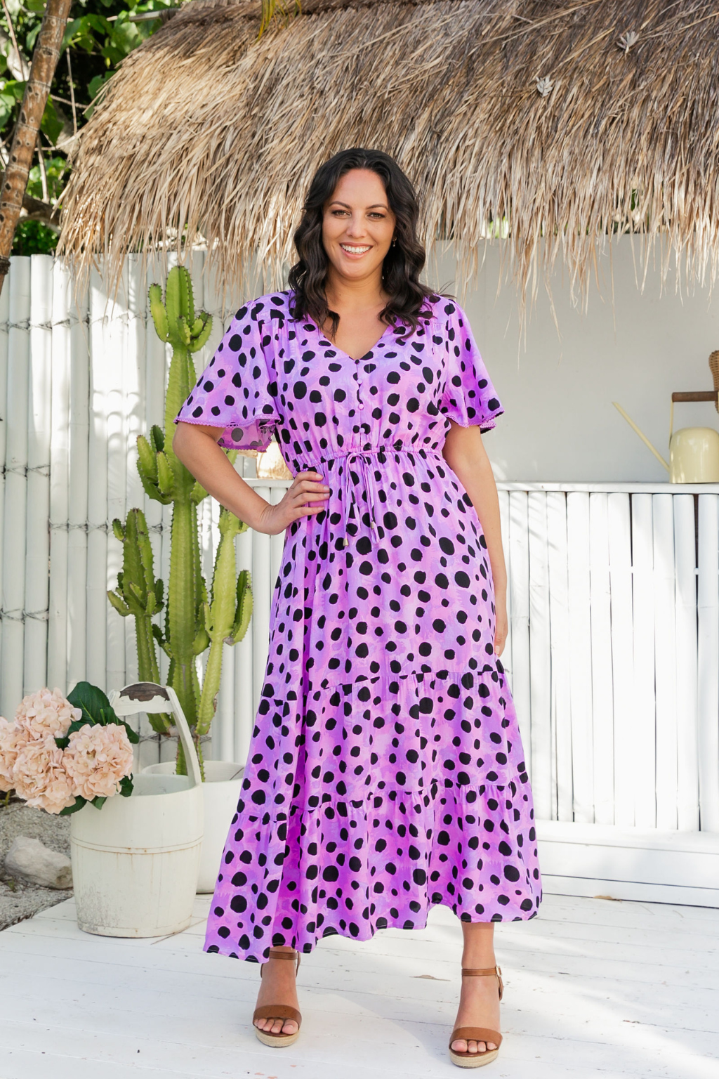 Charlize Maxi Dress in Purple Cheetah by Kasey Rainbow