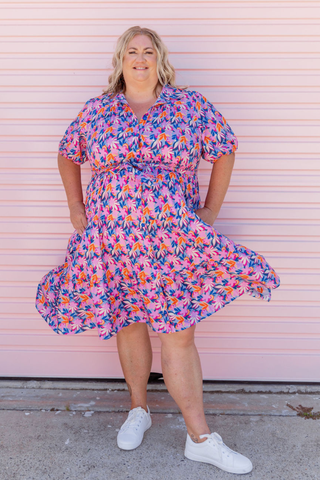 Mali Midi Dress in Pink Garden