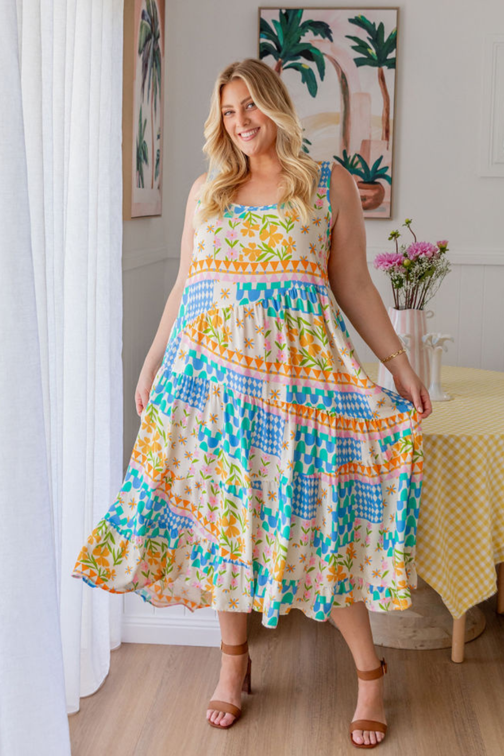 Riley Maxi Dress in Patch Garden