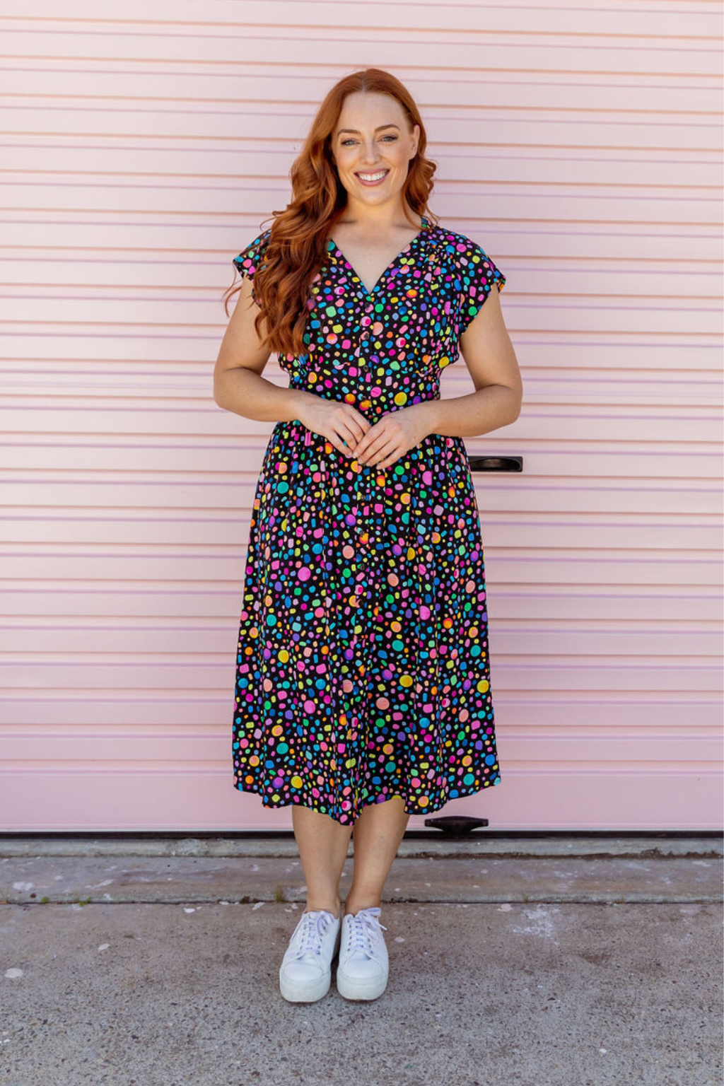 Aurora Midi Dress in Black Pebble by Kasey Rainbow