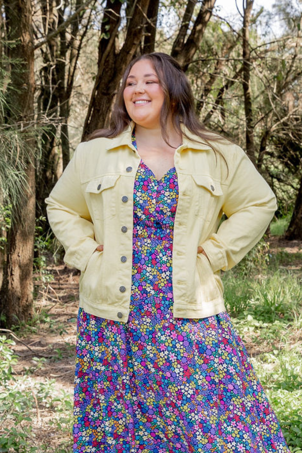 Hayden Boyfriend Denim Jacket in Butter Yellow