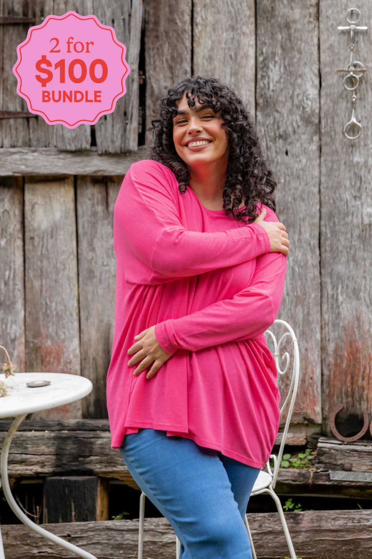 Harlow Knit Top in Barbie