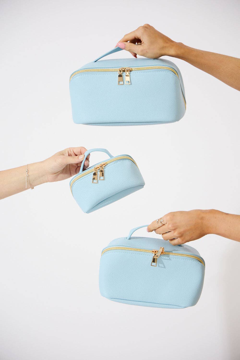 Cosmetic Beauty Bag - Set Of 3 - Light Blue