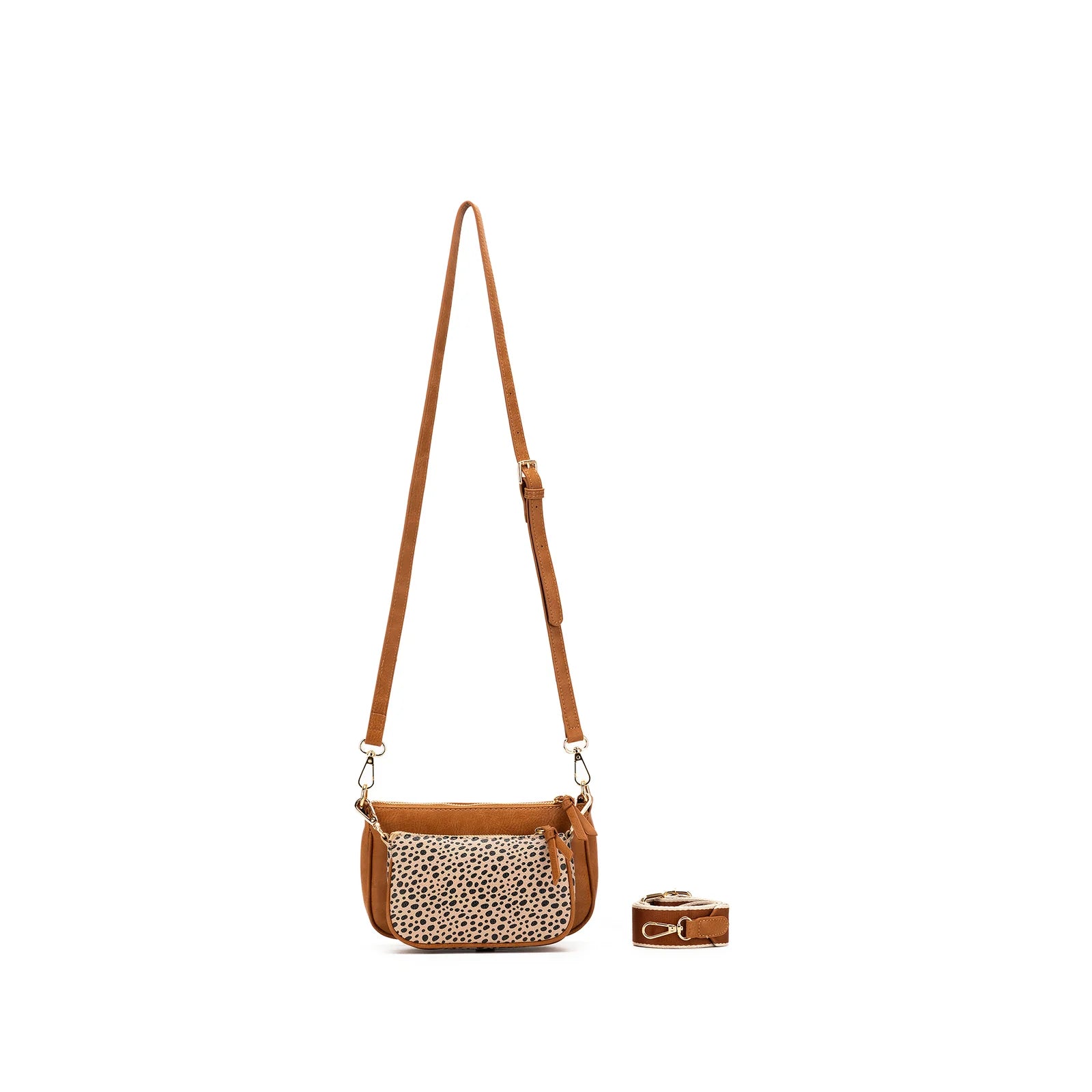 Sabie Tan & Pebbled 2 Piece Crossbody Bag by Black Caviar