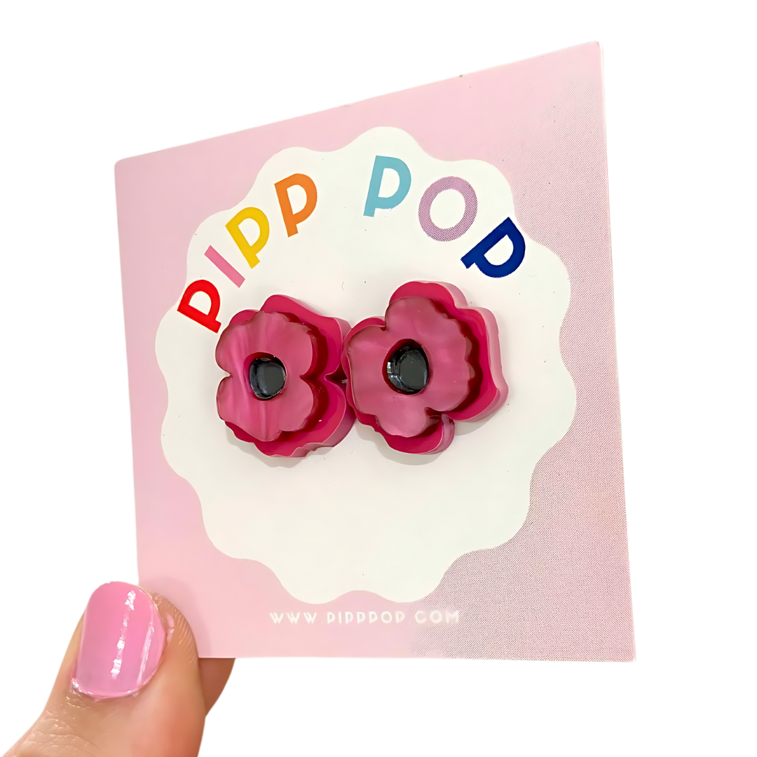 Pip's Poppy Pink Stud Earrings