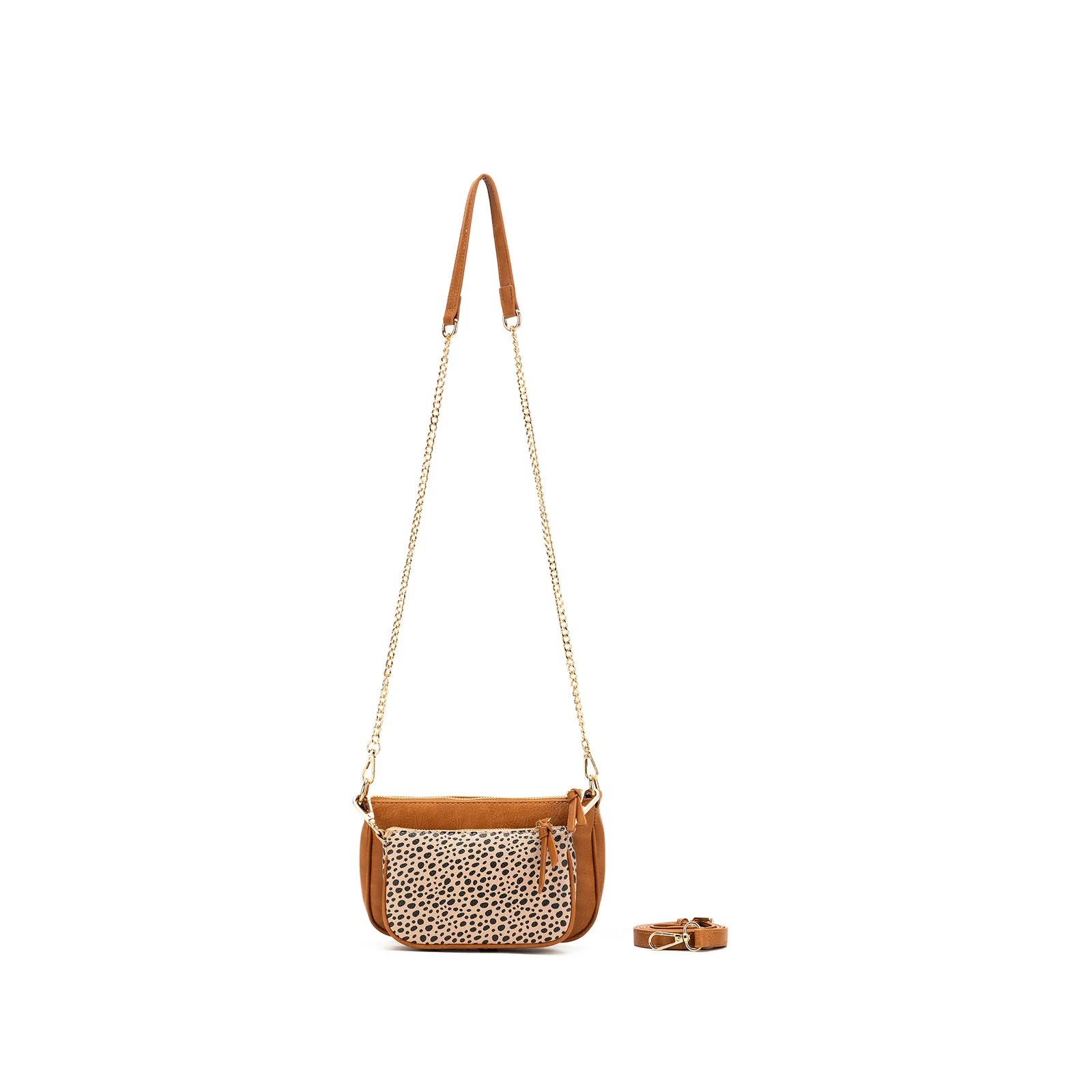 Sabie Tan & Pebbled 2 Piece Crossbody Bag by Black Caviar