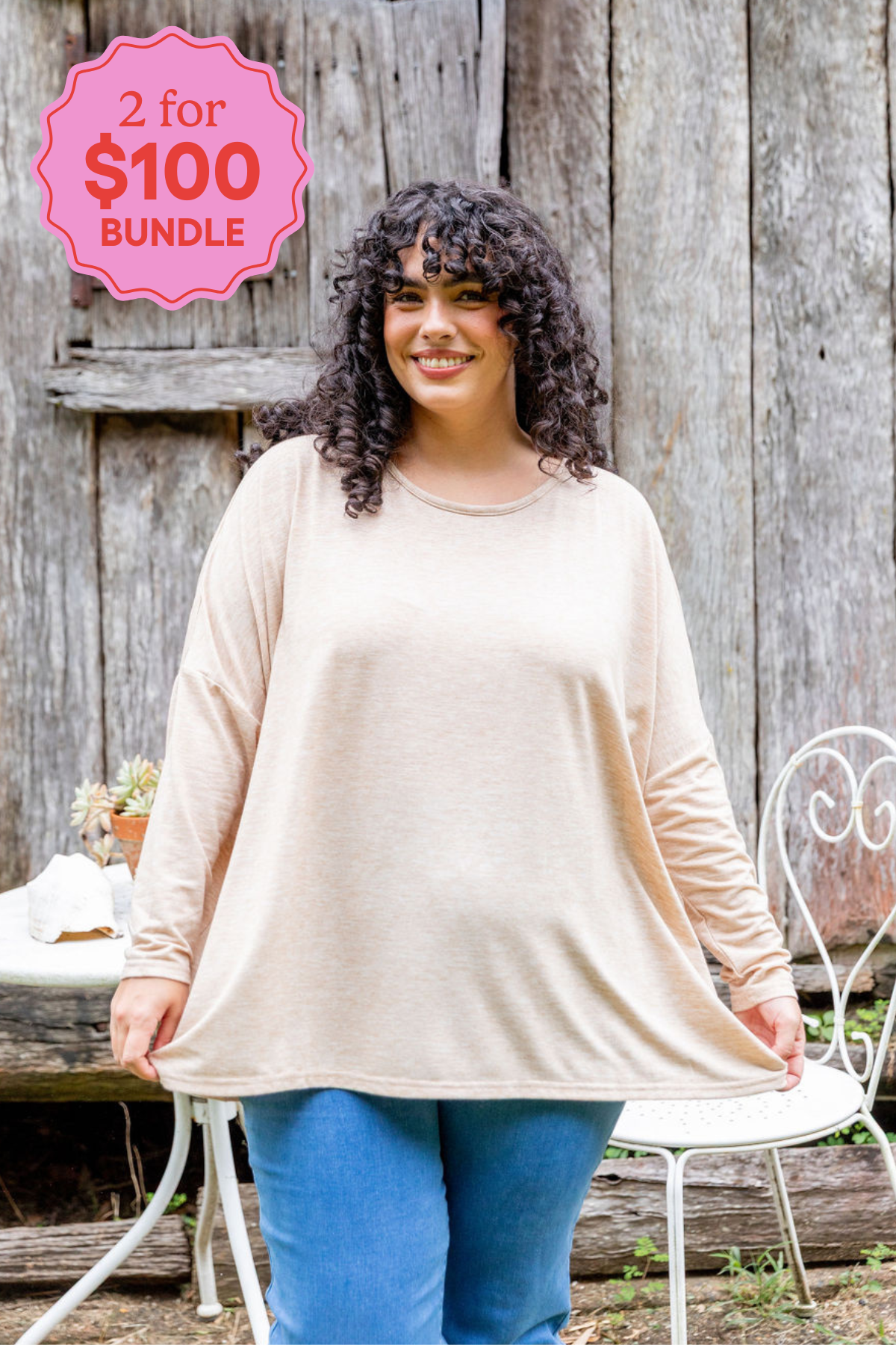 Harlow Knit Top in Oat Marl