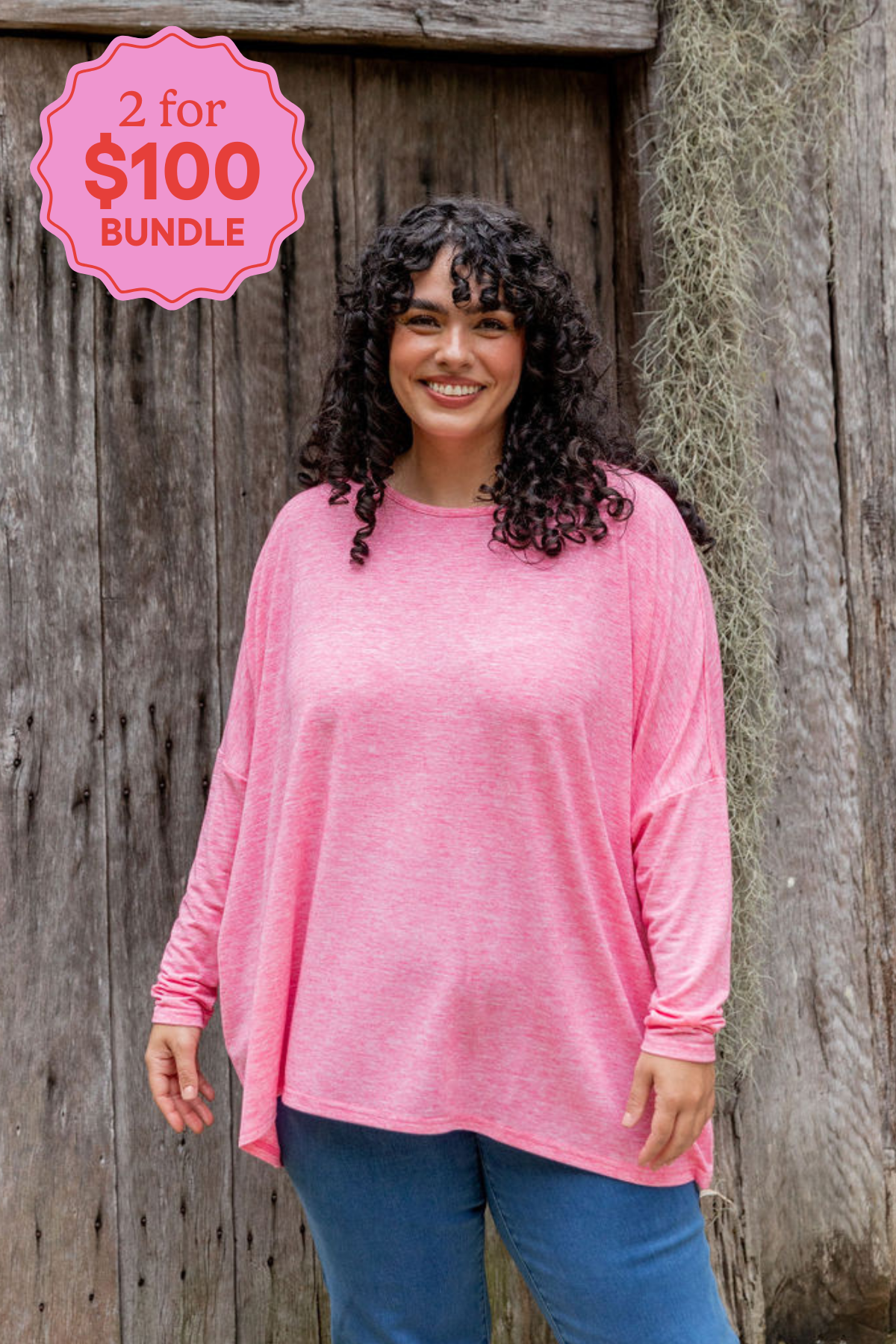 Harlow Knit Top in Pink Marl