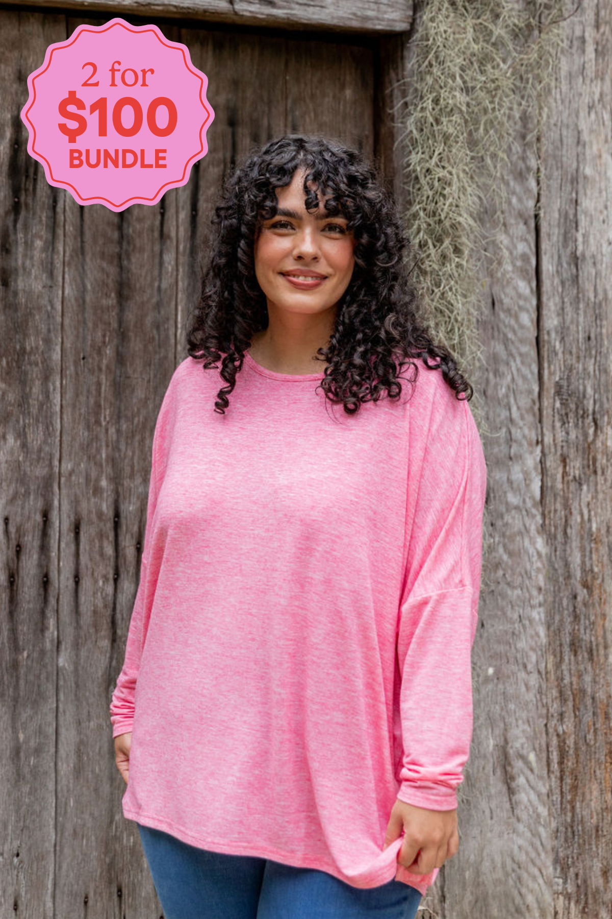 Harlow Knit Top in Pink Marl