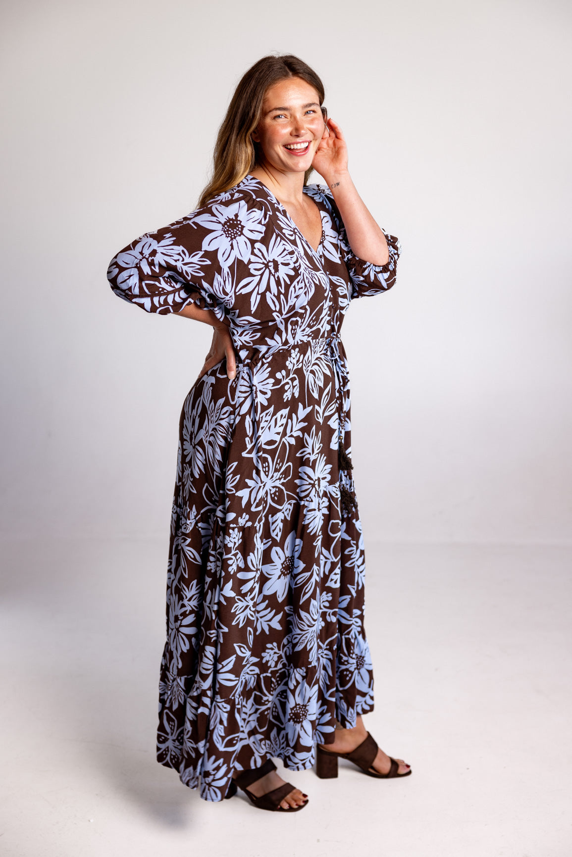 Addison Maxi Dress in Blue Lani Chocolate