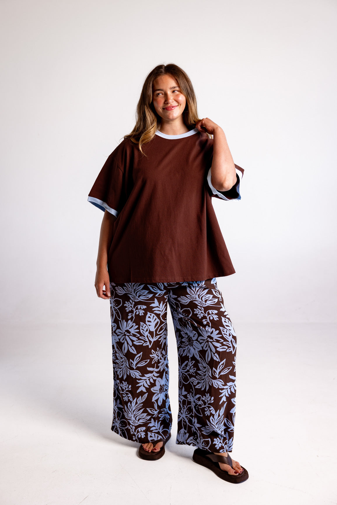 Gina Pants in in Blue Lani Chocolate
