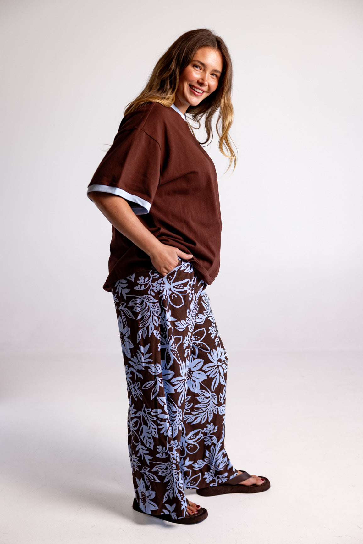 Gina Pants in in Blue Lani Chocolate