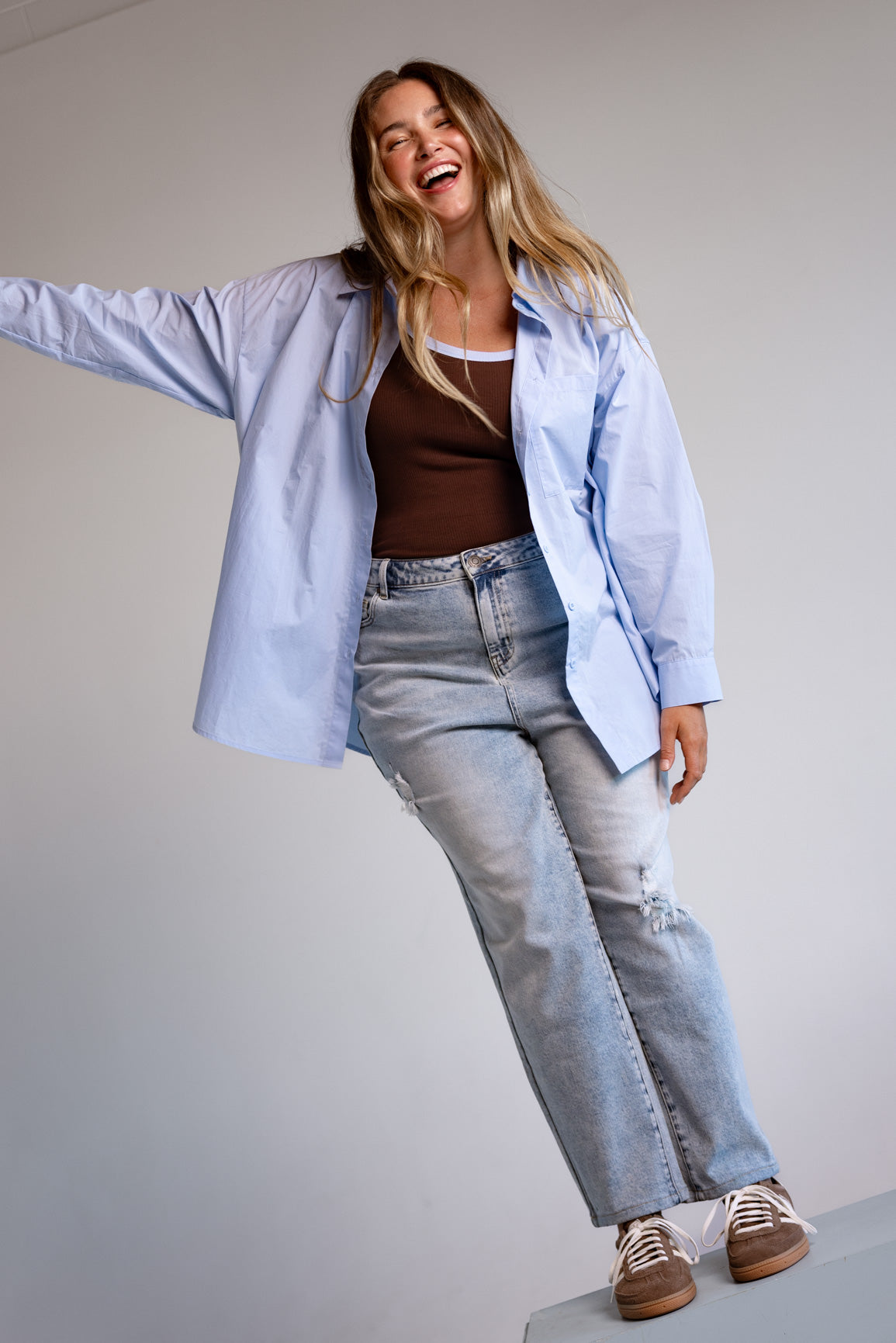 Lula Oversized Shirt in Baby Blue