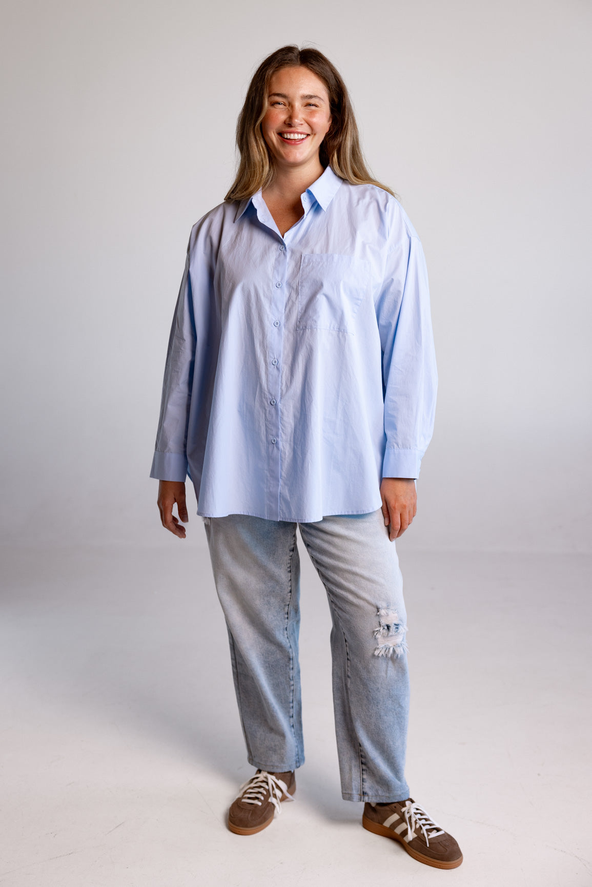 Lula Oversized Shirt in Baby Blue