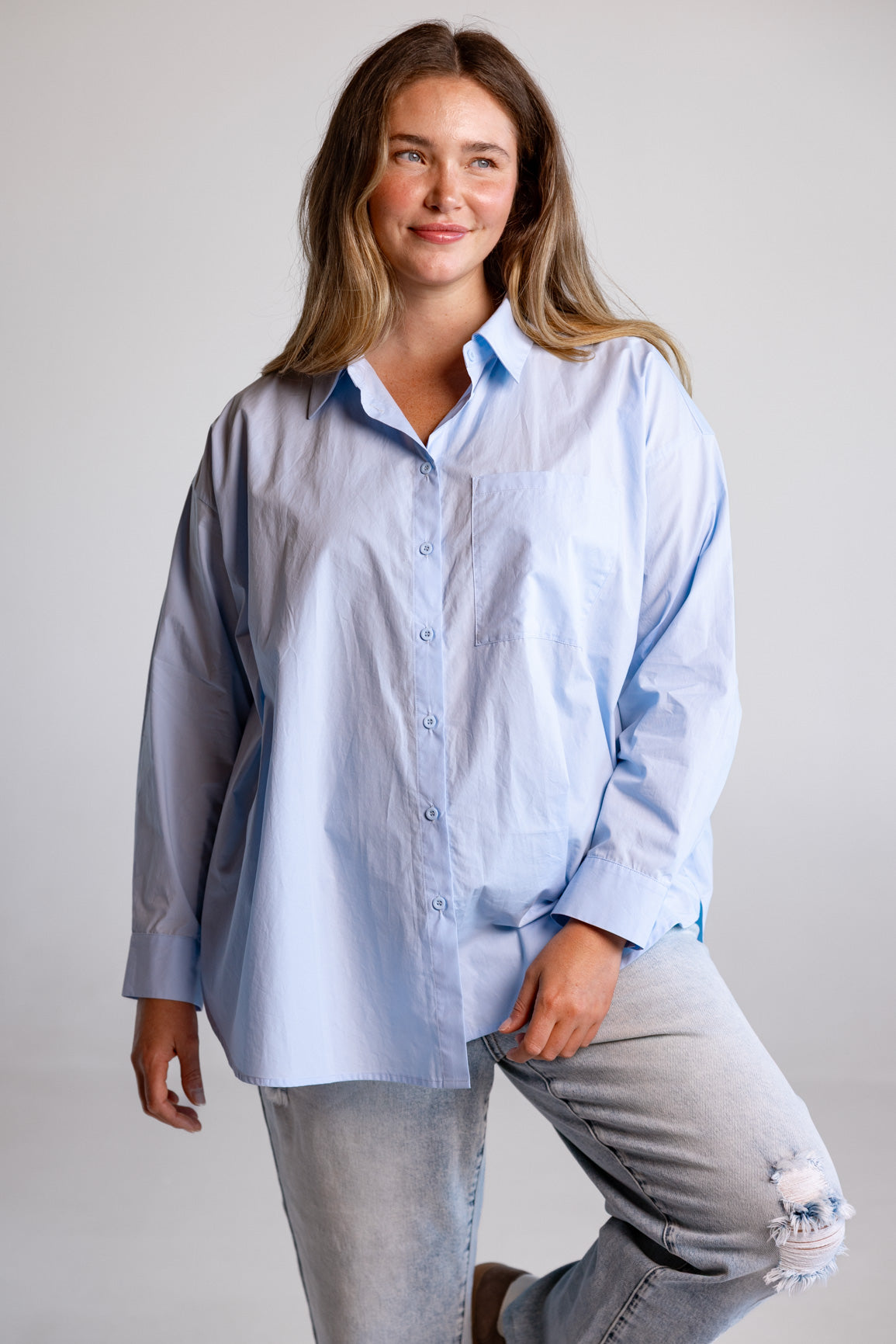 Lula Oversized Shirt in Baby Blue