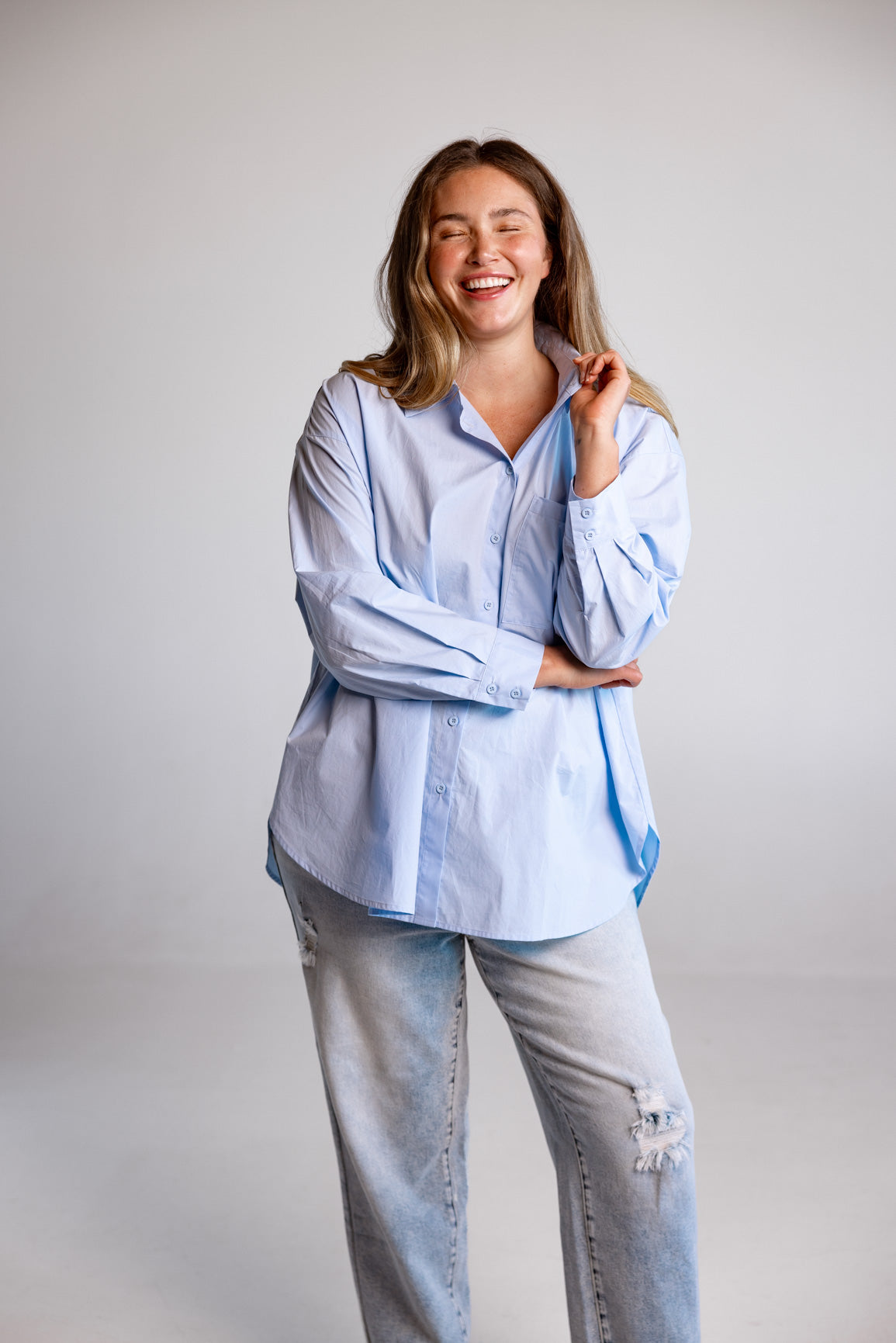 Lula Oversized Shirt in Baby Blue