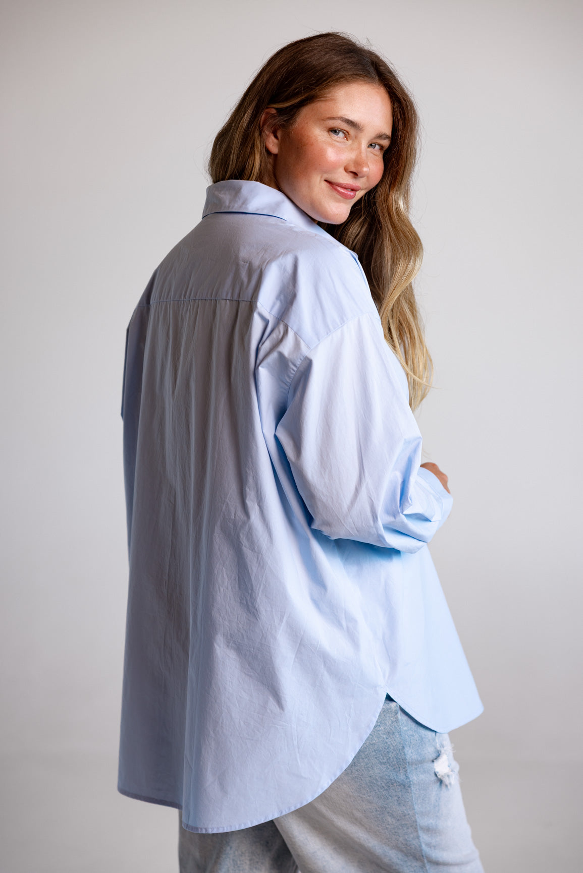 Lula Oversized Shirt in Baby Blue