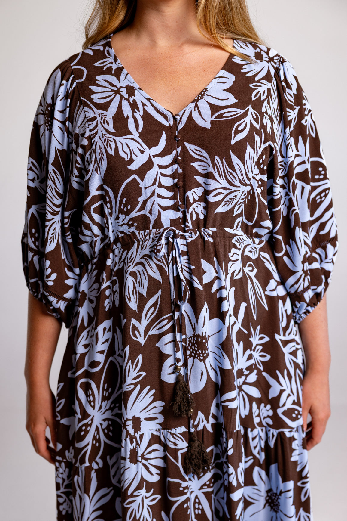 Addison Maxi Dress in Blue Lani Chocolate