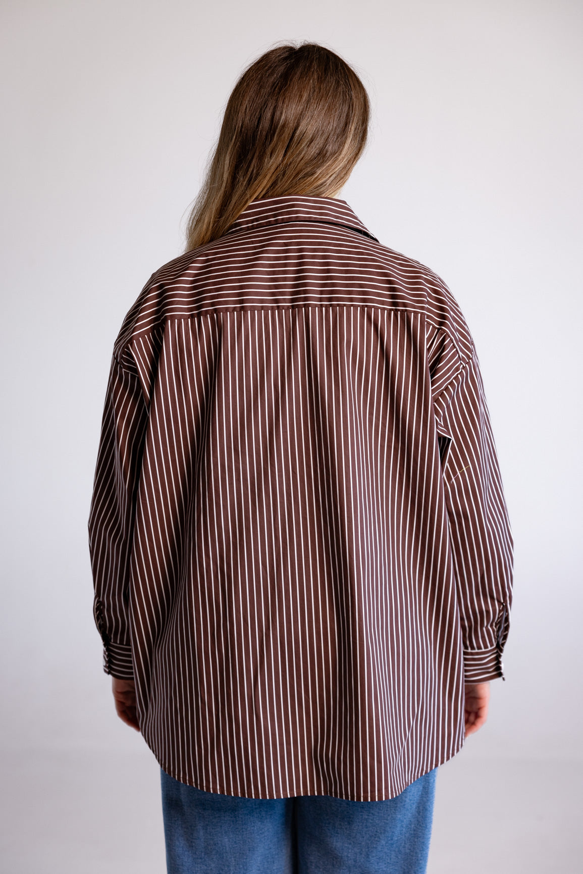 Lula Oversized Shirt in Chocolate Stripes