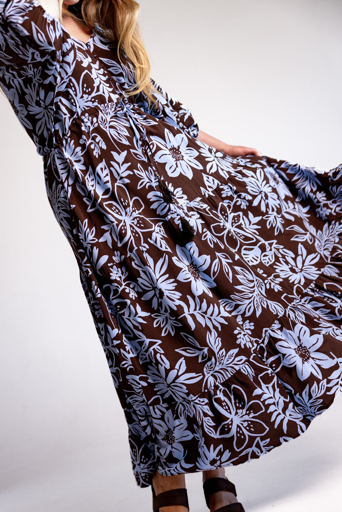 Addison Maxi Dress in Blue Lani Chocolate