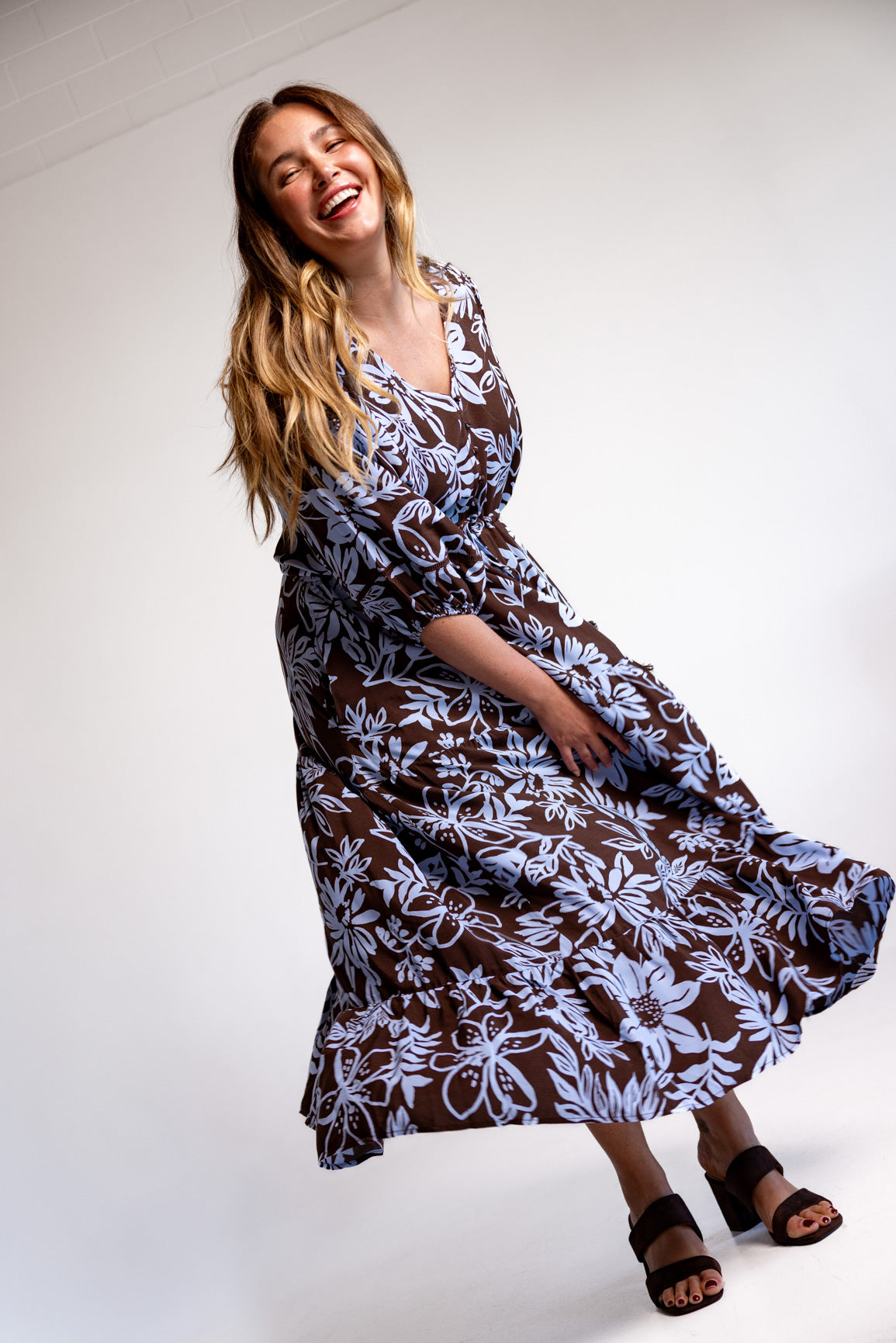Addison Maxi Dress in Blue Lani Chocolate