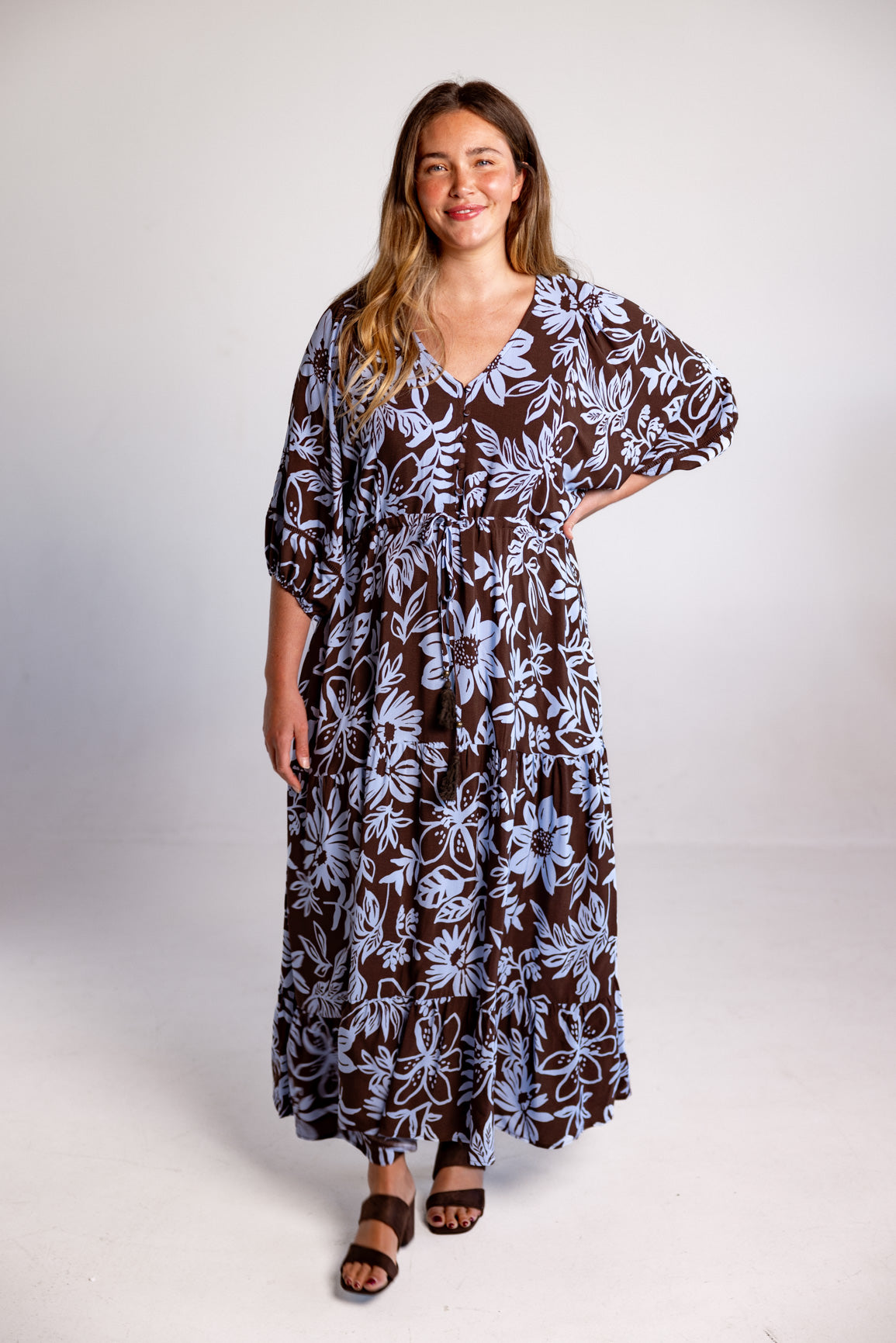 superdown addison maxi dress Addison Maxi Dress in Blue Lani Chocolate – Proud Poppy Clothing