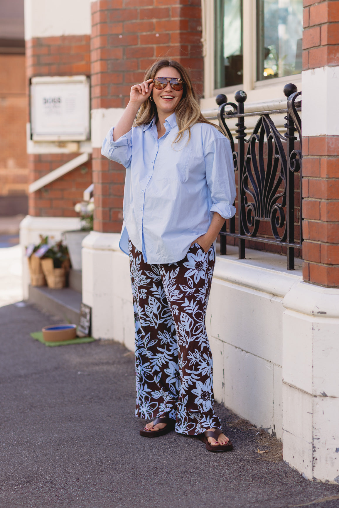 Gina Pants in in Blue Lani Chocolate