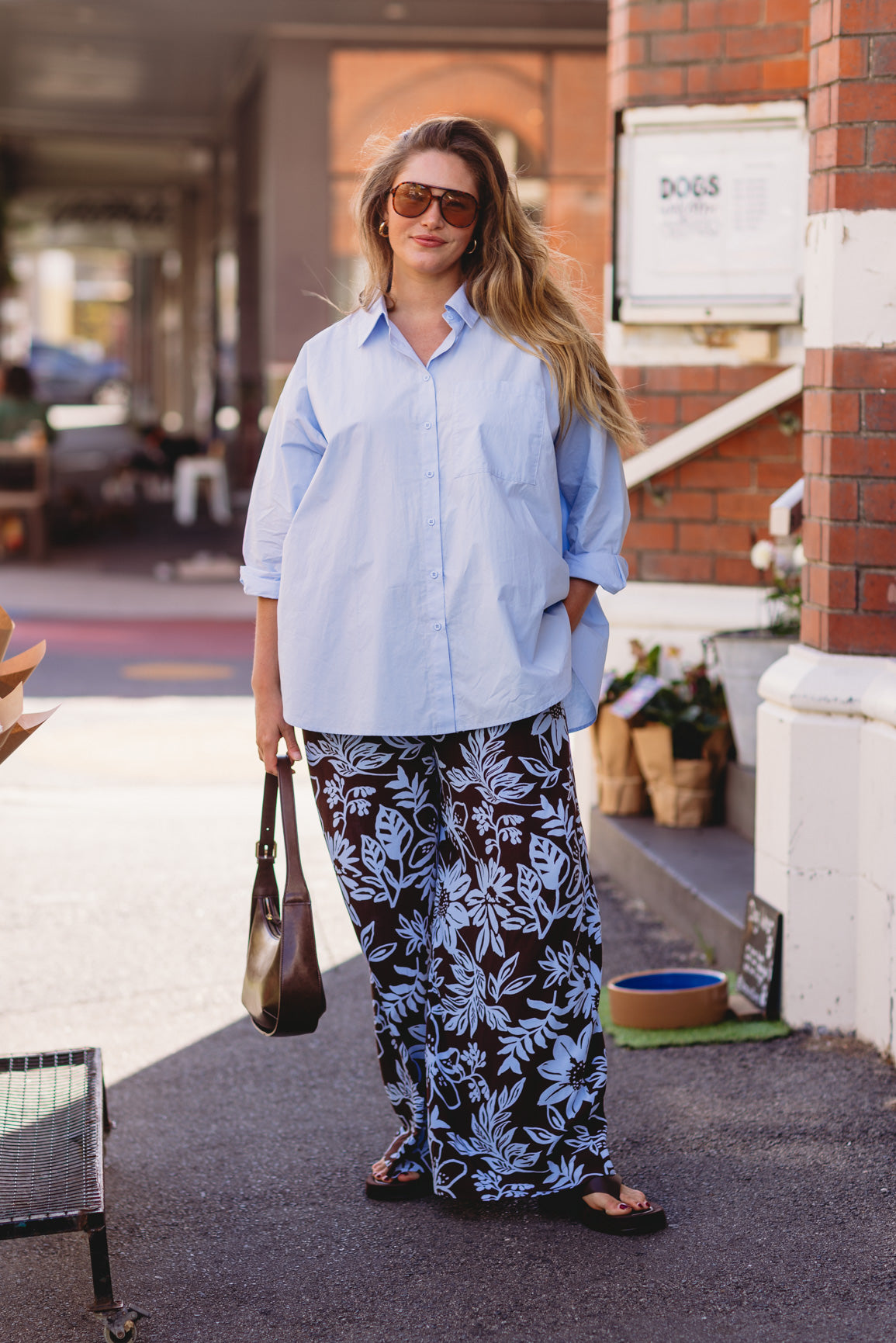 Gina Pants in in Blue Lani Chocolate