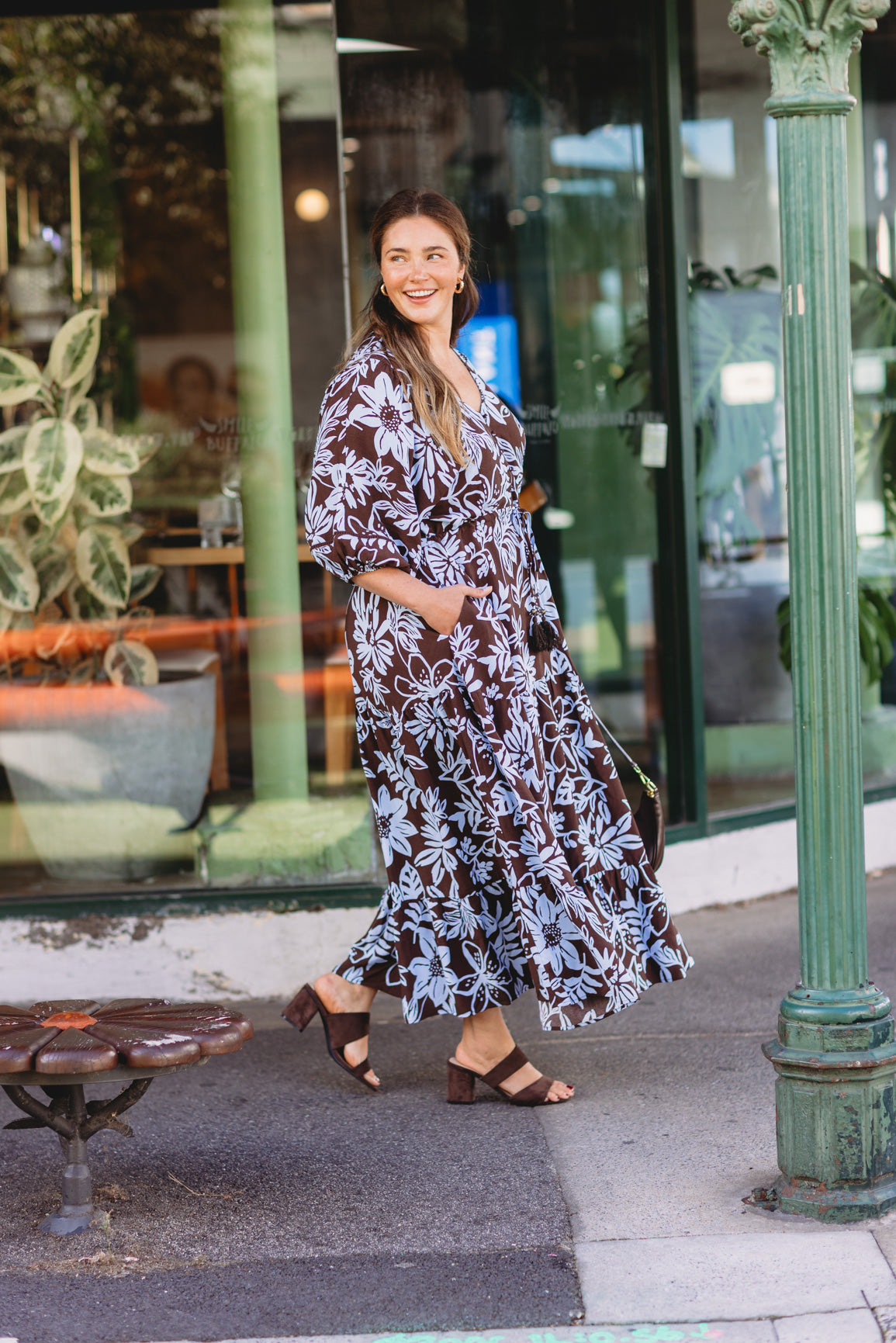Addison Maxi Dress in Blue Lani Chocolate