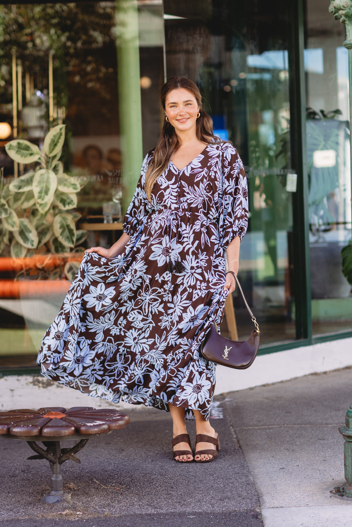 Addison Maxi Dress in Blue Lani Chocolate