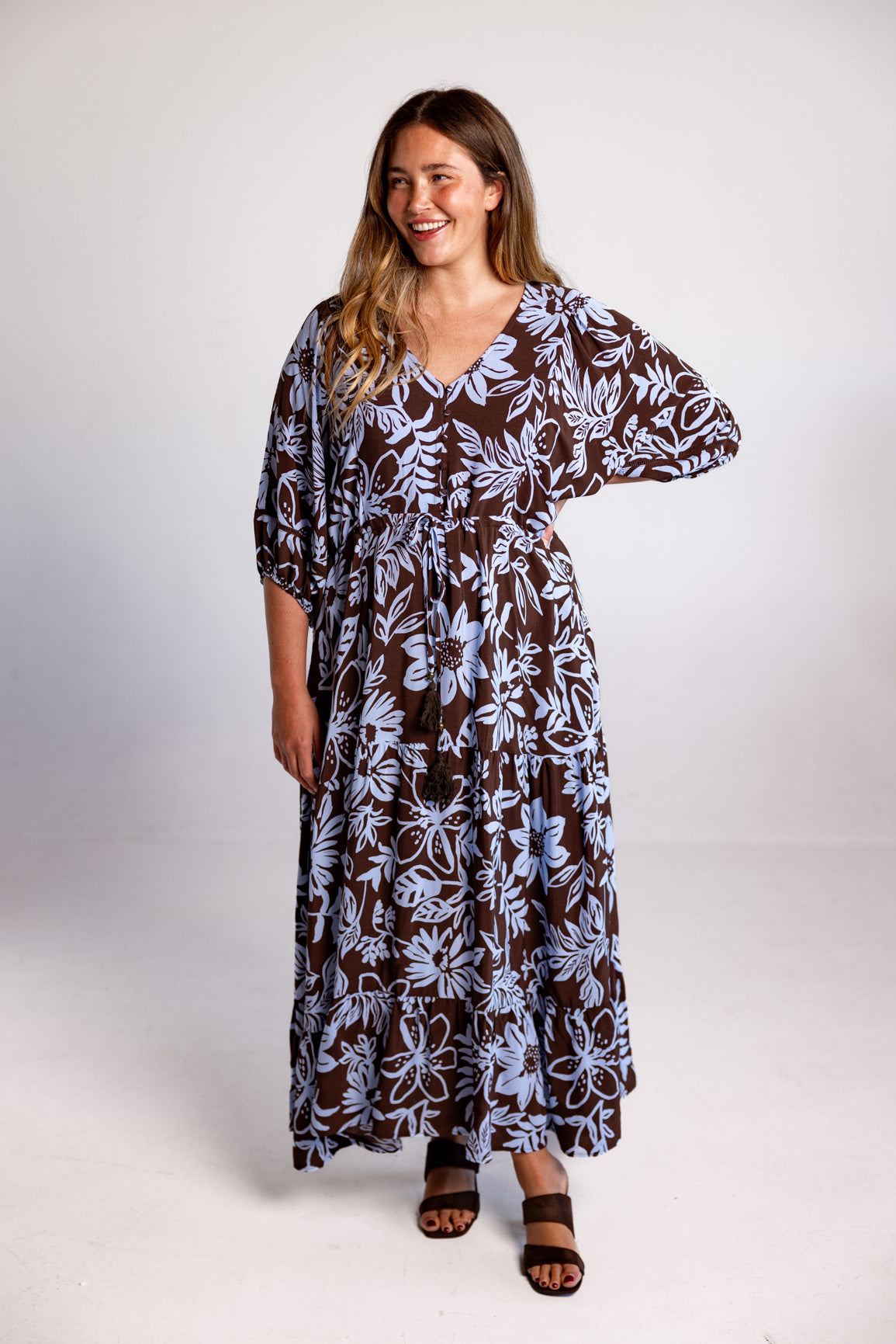 Addison Maxi Dress in Blue Lani Chocolate