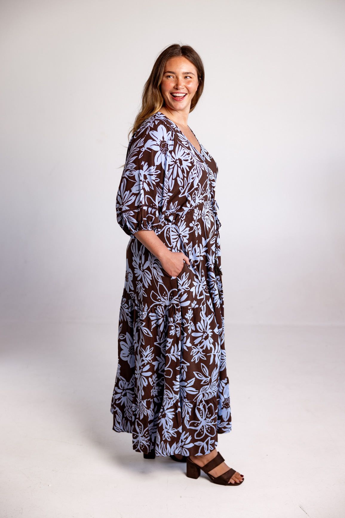 Addison Maxi Dress in Blue Lani Chocolate