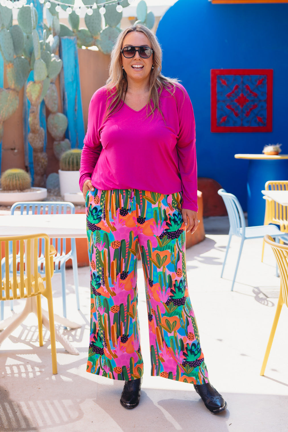 Gina Pant in Neon Cactus Country by Deb McNaughton