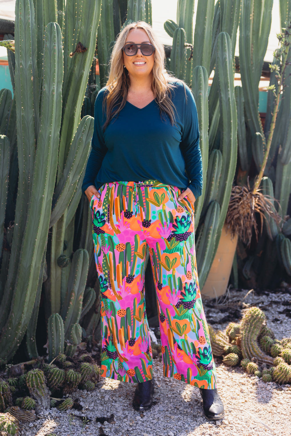 Gina Pant in Neon Cactus Country by Deb McNaughton