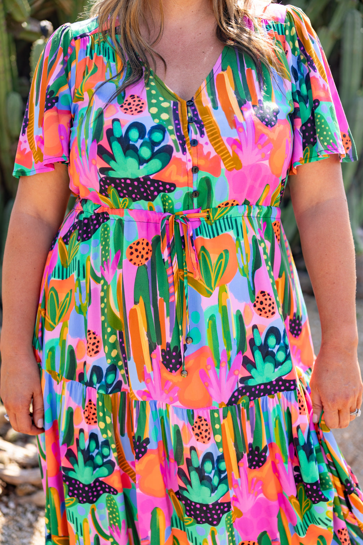 Bonnie Dress in Neon Cactus Country by Deb McNaughton