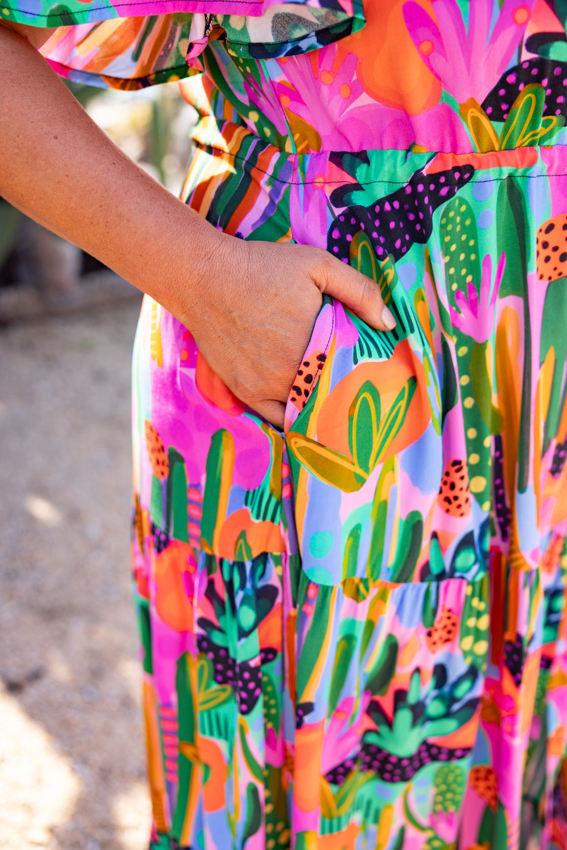 Bonnie Dress in Neon Cactus Country by Deb McNaughton